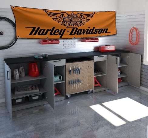 Flag Compatible with Harley Banner 2x8 ft Davidson flag Motorcycle Show Man Cave Flag Garage Wall Decor Motorcycle Large Sign Legendary Garden Outdoor Indoor Banner in Saudi Arabia