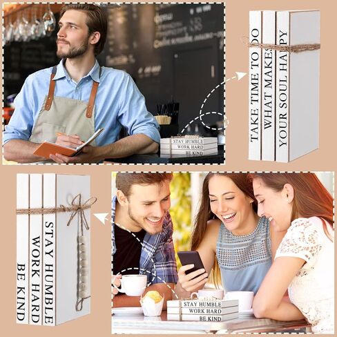 مجموعة كتب زخرفية من 3 قطع، ديكور منزلي أبيض، ديكور طاولة القهوة، كتب زخرفية مكدسة ريفية، كتب مكدسة للمنزل، طاولات القهوة، رفوف كومة ديكور المزرعة (نمط قديم) in Kuwait