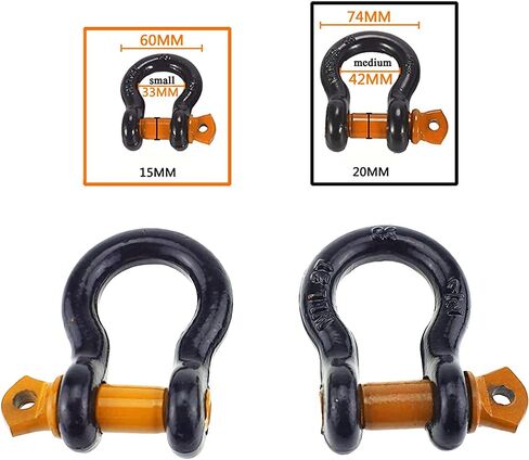 IZTOSS 2 قطعة 1/2" D Ring Bow تكبل متين 19.5 طن (42990 رطل) أقصى قوة كسر مناسبة لسحب ونش المقطورة في الهواء الطلق لاستعادة المركبات على الطرق الوعرة. in Saudi Arabia