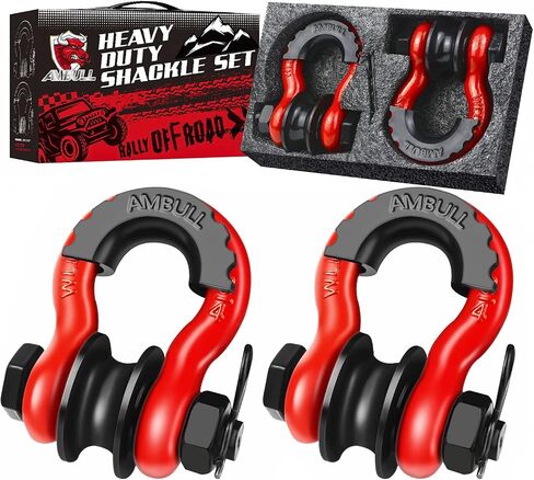 Upgraded Snatch Block, 3/4" D Ring Shackle (2 Pack) 22,000lb Break Strength with Towing Pulley, Heavy Duty Offroad Recovery Accessory for Truck, Tractor, ATV & UTV - Black in Saudi Arabia