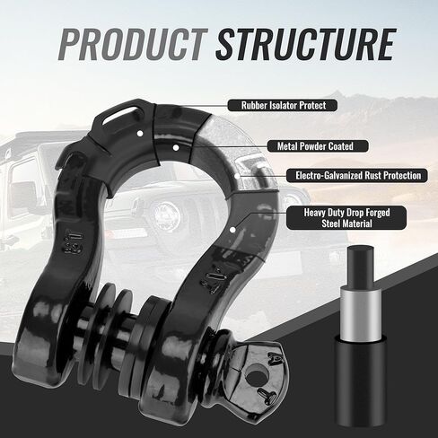 تكبل حلقة على شكل حرف D 3/4 بوصة 4.75 طن (عبوة من قطعتين) 48000 رطل أقصى قوة للكسر، مع دبوس لولبي 7/8 بوصة وعازل وغسالات (أحمر) in Kuwait