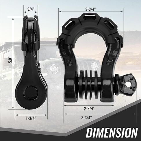 تكبل حلقة على شكل حرف D 3/4 بوصة 4.75 طن (عبوة من قطعتين) 48000 رطل أقصى قوة للكسر، مع دبوس لولبي 7/8 بوصة وعازل وغسالات (أحمر) in Kuwait