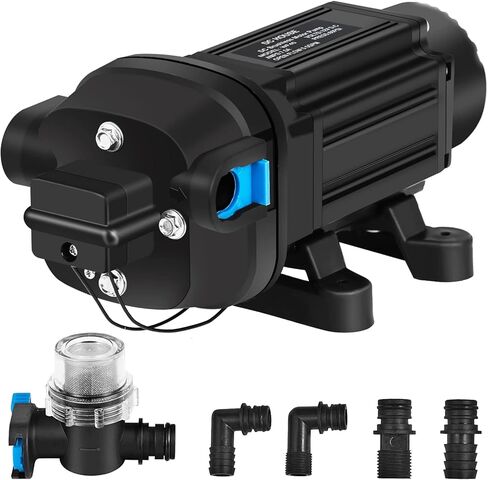 مضخة غشاء لضغط المياه بدون فرشاة، 5.5 GPM 60 Psi RV مضخة مياه 12 فولت مع مفتاح ضغط، مضخة مياه عذبة ذاتية التحضير لحديقة يخت قارب RV in Kuwait