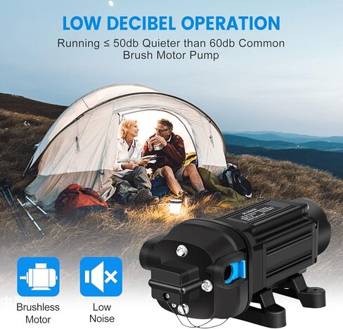 مضخة غشاء لضغط المياه بدون فرشاة، 5.5 GPM 60 Psi RV مضخة مياه 12 فولت مع مفتاح ضغط، مضخة مياه عذبة ذاتية التحضير لحديقة يخت قارب RV in Kuwait