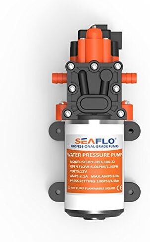 SEAFLO 12V DC 1.3 GPM 100 PSI 22-Series Diaphragm Water Pressure Pump for Marine Boat RV Caravan in Saudi Arabia