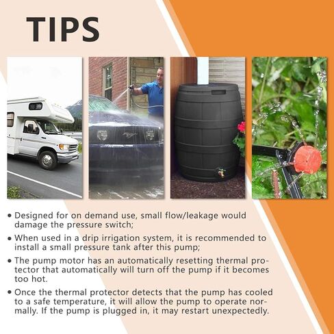 BACOENG AC110V مضخة الحجاب الحاجز لضغط المياه ذاتية التحضير 4.5GPM 17L/min 40Psi قافلة/RV/قارب/بحرية in Kuwait