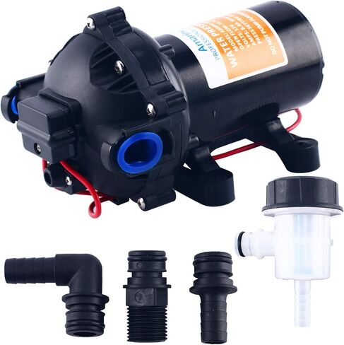 Amarine Made 12v مضخة غشاء لضغط الماء 18.9 لتر/دقيقة 5.0 جالون في الدقيقة 60 رطل لكل بوصة مربعة - قافلة/عربة سكن متنقلة/قارب/بحرية in Kuwait
