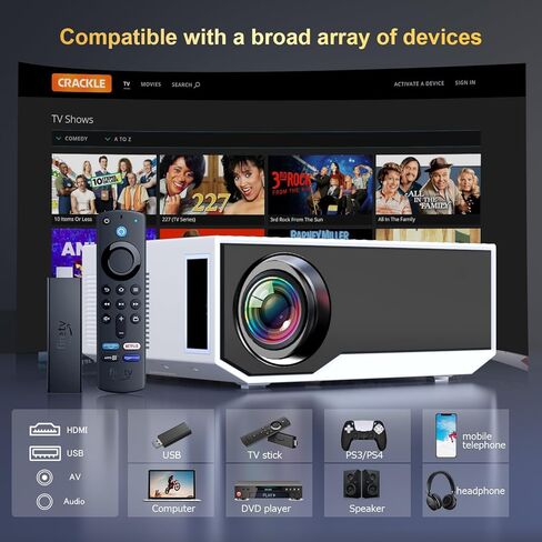 Projector with WiFi and Bluetooth, 2024 Update 14000Lumens Native 1080P Full HD Portable Outdoor Movie TV Projector, Compatible with TV Stick, Smartphone, HDMI, USB, AV in Kuwait