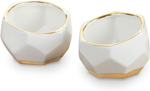 Kate Aspen Geometric Ceramic Planters, Mini Decorative Bowls (Set of 3) Small- Succulent Pots, Modern Decor, Shelf Decor, Desk, Table Décor, White in Saudi Arabia
