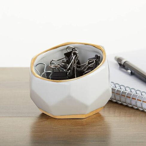 Kate Aspen Geometric Ceramic Planters, Mini Decorative Bowls (Set of 3) Small- Succulent Pots, Modern Decor, Shelf Decor, Desk, Table Décor, White in Saudi Arabia