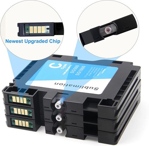 خرطوشة حبر التسامي الأحدث من Aomya SG500 SG1000 متوافقة مع طابعة Sawgrass Virtuoso SG500 SG1000 (2 أسود، 2 سماوي، 2 أرجواني، 2 أصفر، 8 عبوات) أحدث شريحة محدثة in Kuwait