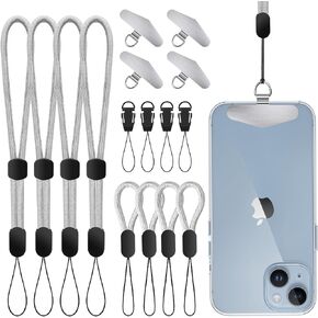 Kaptron Adjustable Phone Wrist Lanyard - 4 Pack Phone Wrist Strap, Quick Release Phone Strap & Metal Phone Tether Tab