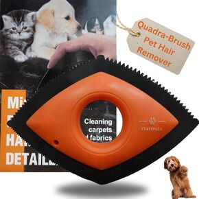 Quadra-Brush Pet Hair Remover Tool for Car - Cat Dog Hair Remover for Car Interior - Apartment Essential for Bed, Couch, Clothes, Blanket, Carpet and Furniture
