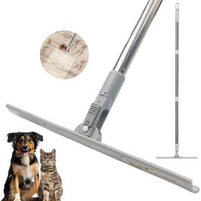 Carpet Rake for Pet Hair Removal, FireBee 47" Adjustable Long Handle Pet Hair Remover, Self-Locking Fixed Nylon Head, Easy Storage, Large Fur Scraper Tool for Rugs, Couch, Stair & Pet Beds
