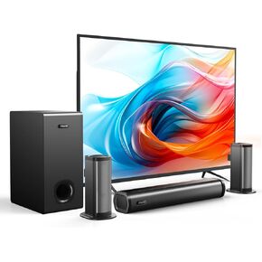 4.1 Dolby Audio Sound Bar for Smart TV, Surround Sound System for TV, Home Theater Sound Bar with Subwoofer, 2 Surround Speakers, Sound bar for 4K & Smart TV, Deep Adjustable Bass, HDMI ARC Soundbar