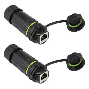 PENGLIN 2PCS Waterproof RJ45 Cat7 Coupler, Shielded RJ45 Panel Mount Coupler Female to Female,IP68 Waterproof Ethernet Connector Compatible with CAT7/6A/6/5e/5 Cable