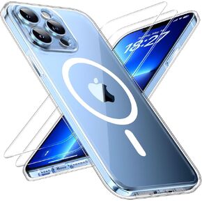TOCOL 3 in 1 Magnetic for iPhone 13 Pro Case, Upgraded [Full Camera Protection] [Compatible with Magsafe] [13FT Military Grade Protection] Bumper for iPhone 13 Pro 6.1 Inch, Clear