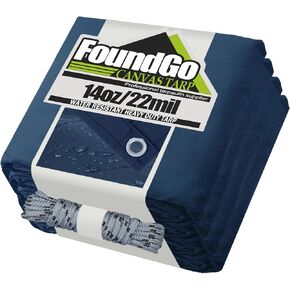 FoundGo Canvas Tarp 10x16ft Heavy Duty Waterresistant Tarps with Grommets, UV Resistant, 22 Mil Tarpaulin,14 oz Durable Cloth Covers for Car, Roof, Boat, Camp, Canopy, Woodpile with Ropes-Moss