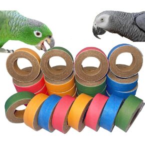 24 Pcs Fatty Chew Bagels for Parrots,Durable Cardboard Bird Toys for Chewing Foraging Shredding for Medium and Large Parrot Amazons Mini Macaws African Greys Cockatoos Eclectus Senegal