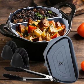 Crock Pot Liners – Reusable Silicone Crockpot Liner for 6-8 Quart Slow Cookers – Durable Gray Crockpot Divider Insert for Easy Cooking and Cleaning – Perfect Crock Pot Divider for Multi-Meal