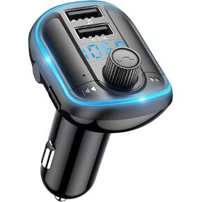 جهاز إرسال FM بلوتوث للسيارة، QC3.0 مطور و5 فولت/1 أمبير شاحن USB مزدوج محول سيارة بلوتوث راديو لاسلكي، إضاءة خلفية LED زرقاء، مكالمات بدون استخدام اليدين، يدعم بطاقة USB محرك TF - T829S in Kuwait