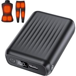 𝟕.𝟒𝐕/𝟓𝐕 𝟏𝟖𝟒𝟎𝟎𝐦𝐀𝐡 Heated Vest Battery Pack for ORORO, for Venustas, Power Bank with LED Display and 2 Adapter Cables for Heated Vests, Jackets, and Hoodies