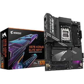 GIGABYTE X870 AORUS Elite WIFI7 Motherboard - Supports AMD Ryzen 9000 CPUs, 16+2+2 Phases VRM, up to 8000MHz DDR5 (OC), 3xPCIe 5.0, Wi-Fi 7, 2.5GbE LAN, USB 4