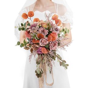 Wedding Bouquets for Bride, 16 Inches Wedding Flower Bouquet, Silk Round Bridal Bouquet for Wedding, Ceremony, Anniversary