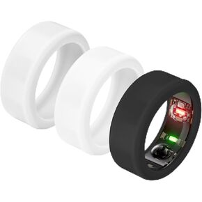 Ring Protector Compatible with Oura Ring, Silicone Scratch Elastic protection Cover for Oura Ring Gen 3 Working Out (Black+Clear+White, S (6/7/8/9/10))