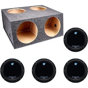 Q Power 4 Hole 12" Sealed Divided Subwoofer Box & 12" 1800W Subwoofer (4 Pack)