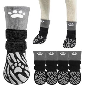 SCENEREAL Dog Socks to Prevent Licking Paws for Hot/Cold Pavement, Dog Boots & Paw Protectors for Small Medium Large Dogs, Senior Dog Grippy Socks Booties for Hardwood Floors Winter Outdoor, Black XS