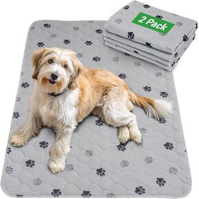 GOGREEN Waterproof Reusable Pets Training Pads Washable Pee Pads for Dogs, Puppy Pads for Potty Training with Leakproof Bottom (2 Pack, 24"x36")