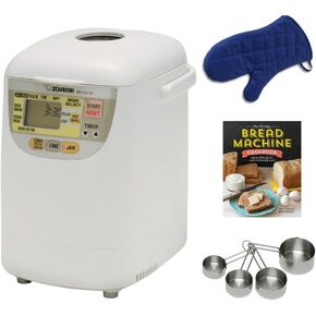 صانع الخبز الصغير من زوجيروشي هوم بيكري مع قفاز فرن، كوب قياس من الفولاذ المقاوم للصدأ ومجموعة ملاعق قياس من الفولاذ المقاوم للصدأ in Kuwait