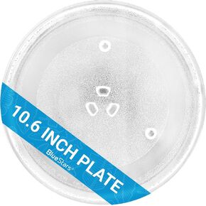 BlueStars Microwave Glass Plate 10.6" / 27cm - Replaces WB48X21336 BT-3112 - Universal Fit for Panasonic Farberware High Pointe Toshiba Haier Microwaves Ovens - Durable Y-Type Turntable Tray