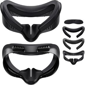 Face Pad Cover & Facial Interface Compatible with Oculus/Meta Quest 3S Accessories,Soft PU Leather Foam and Ice Silk Replacement Face Pad,Air Circulation Design, Comfortable and Sweat-Proof