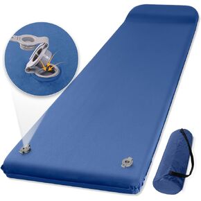 Self Inflating Sleeping Pad, Ultra Comfort Memory Foam Camping Sleeping Mat with Pillow, 20s Fast Inflating Camping Air Mattress for Cot, Traveling, Car Camping, Portable Camp Foam Pad