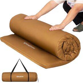 KingCamp Premium Camping Mat, Sleeping Pad for Car Camping, Camping Mattres with High Rebound Foam Camping Pad Fits Military Cots, Portable with Carry Handle, 82.7x39.4x2 inches, Khaki