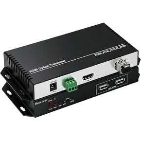 HDMI KVM USB 4K@60HZ LC Optical Fiber Extender, Support HDCP,EDID,RS232, Keyboard & Mouse to KVM, HDMI Fiber Extender Converter,Transmit Uncompressed Audio Single Mode 1 Core 10KM