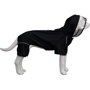 Four-Legged Full Coverage Waterproof Dog Raincoat with Reflective Features Pet Raincoats for Large Medium Small Dogs Khaki S