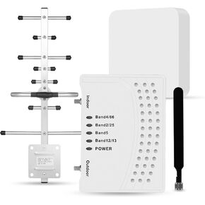 Cell Phone Booster for Home & Multi-Room, Cell Phone Signal Booster with 2 Indoor Antennas for Band 66/2/4/5/12/17/13/25,Up to 6000 Sq.Ft,Boost 4G 5G LTE Data for All U.S. Carriers, FCC Approved
