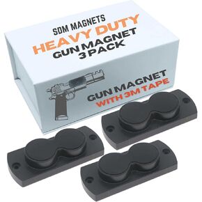 30lbs Magnetic Gun Mount Safty Solutions for Gun, Handgun, Rifles Storage in Car, Truck, Beside The Bed, Mounting on The Wall, Magnetic Gun Holders Car Gun Magnet Mount (3 Packs) Black