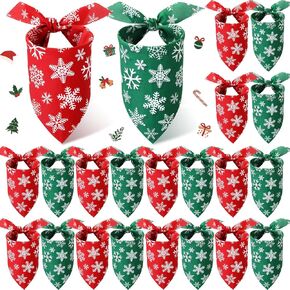 20 Pcs Christmas Dog Bandanas Bulk Buffalo Plaid Bandanas for Dogs Xnas Kerchief Set Bibs Triangle Dog Scarf for Small Medium Large Dog Decoration(Cute Color, Snowflake Pattern)