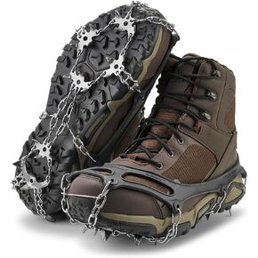 Yaktrax Adventure Grip - Durable Winter Traction Device with Stainless Steel Spikes for Ice and Snow, Flexible Thermoplastic Rubber Upper, Fits Various Footwear, Ideal for Hiking and Mountaineering in Kuwait