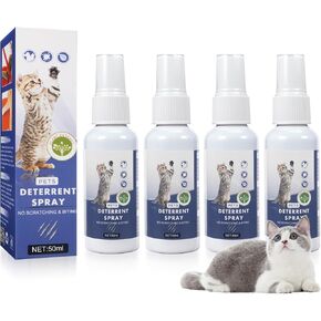 Cat Deterrent Spray, Cat Repellent Spray Indoor and Outdoor for Cat, Cat Scratch Deterrent Training Aid for Furniture, Curtains, Sofas, Indoor & Outdoor, 4 Pack Cat Urination Deterrent Keep Cats Away