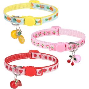 BINGPET Cat Collar, 3 Pack Adjustable Breakaway, Cute Kitty Collars with Bell, Christmas, for Girl Boy Cats & Small Pets