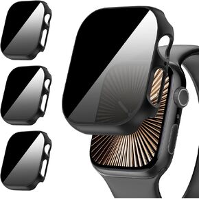 Suoman 3-Pack for Apple Watch Series 10 46mm Privacy Screen Protector Case,[Anti-Peeping] Ultra-Thin Tempered Glass Case Cover for iWatch Series 10 46mm
