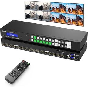 4K HDMI Matrix Switch 8x8 w/Web Control & 3.5mm Audio Extractor, 4K@30Hz Rack Mount HDMI Matrix Switcher Splitter 8 in 8 Out, Supports HDCP EDID RS232 IR Remote