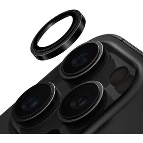 UNIQ OPX Stainless Steel Frame Sapphire Camera Lens Protector Compatible with iPhone 16 Pro & iPhone 16 Pro Max, Gunmetal Black