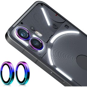 (2 Set for Nothing Phone (2) Camera Lens Protector, Scratch-Resistant HD Clarity Ultra-Thin 9H Tempered Glass with Aluminum Edging, Individual Metal Lens Cover (Black)