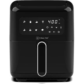 Culinary Chef 4.5-Quart Electric Air Fryer with Glass Basket, Adjustable Temperature, Touch Panel Control, One-Touch Cook Functions, and 360° Rapid Cooking, 1350 Watt Power